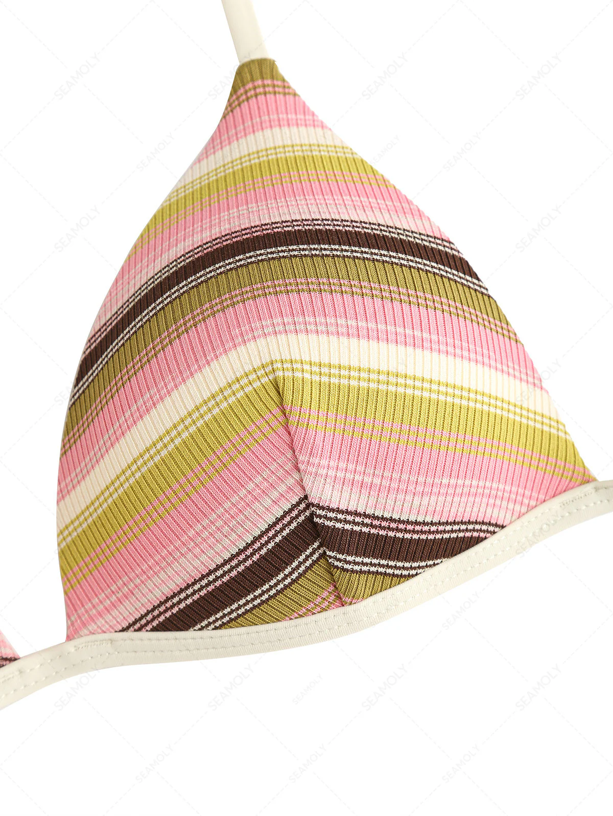 Seamolly Y2K Striped Triangle Push Up Top & Cheeky Boyshorts Bikini Set - Image 3