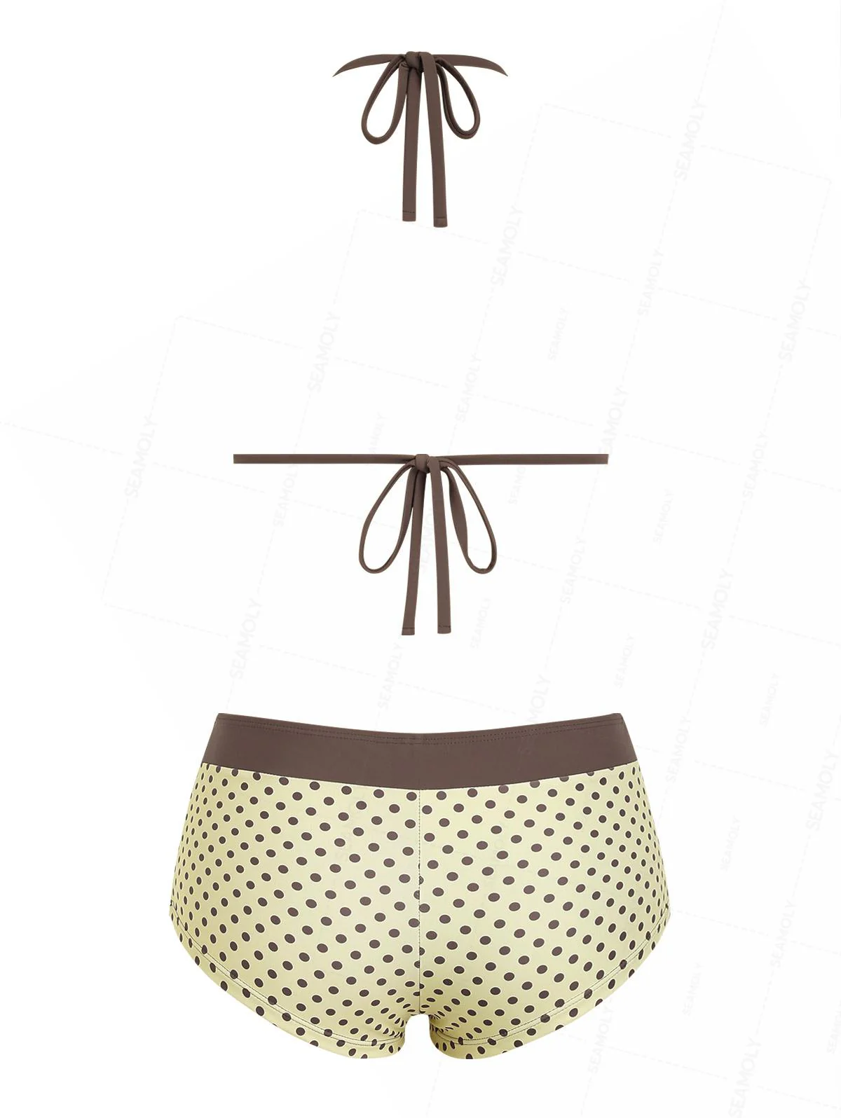 Seamolly Bikini-Set mit gepunktetem Neckholder-Triangel-Muster und frechen Boyshorts - Image 2