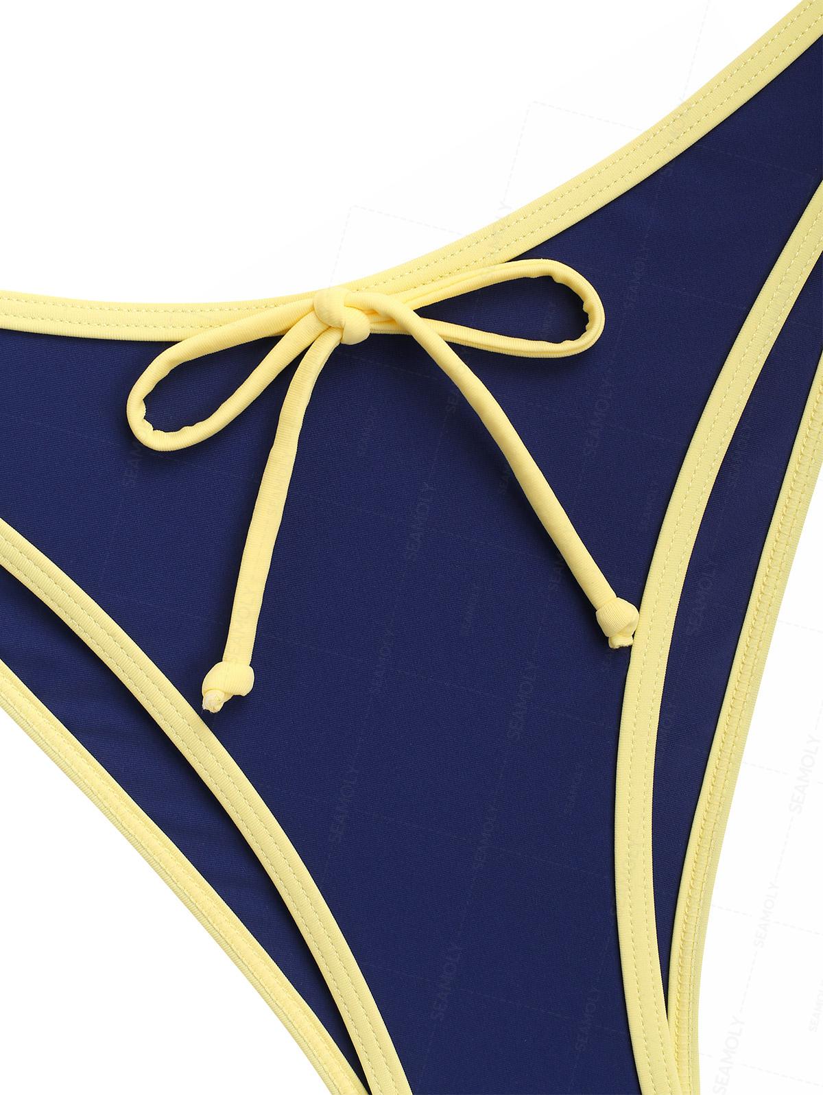 Seamolly Contrast Binding Bowknot Tank Style Cheeky Bikini Set - Image 4