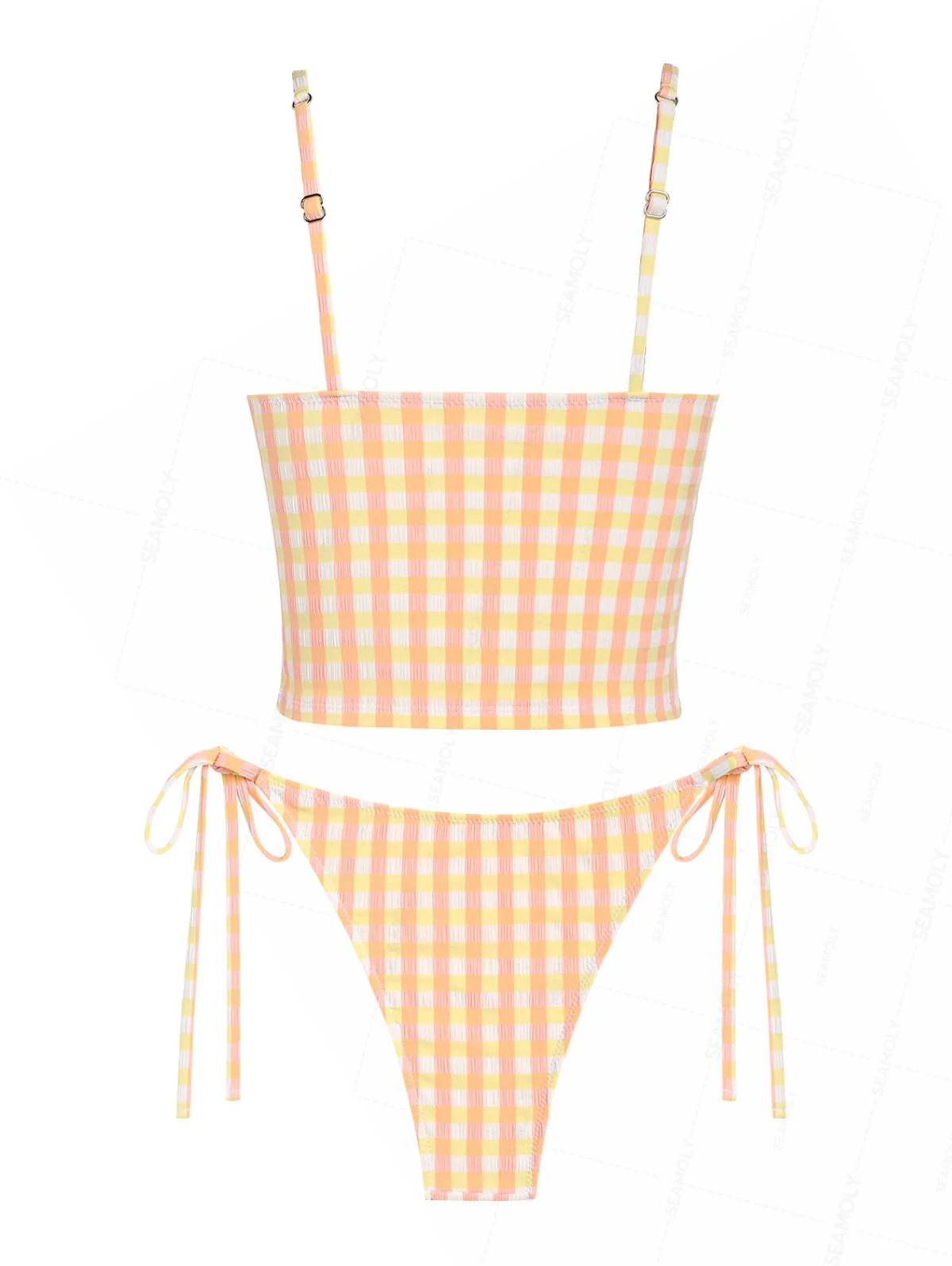 Seamolly Tankini-Set mit Gingham-Picot-Besatz, Schleife, Dekor und seitlicher Bindung - Image 2