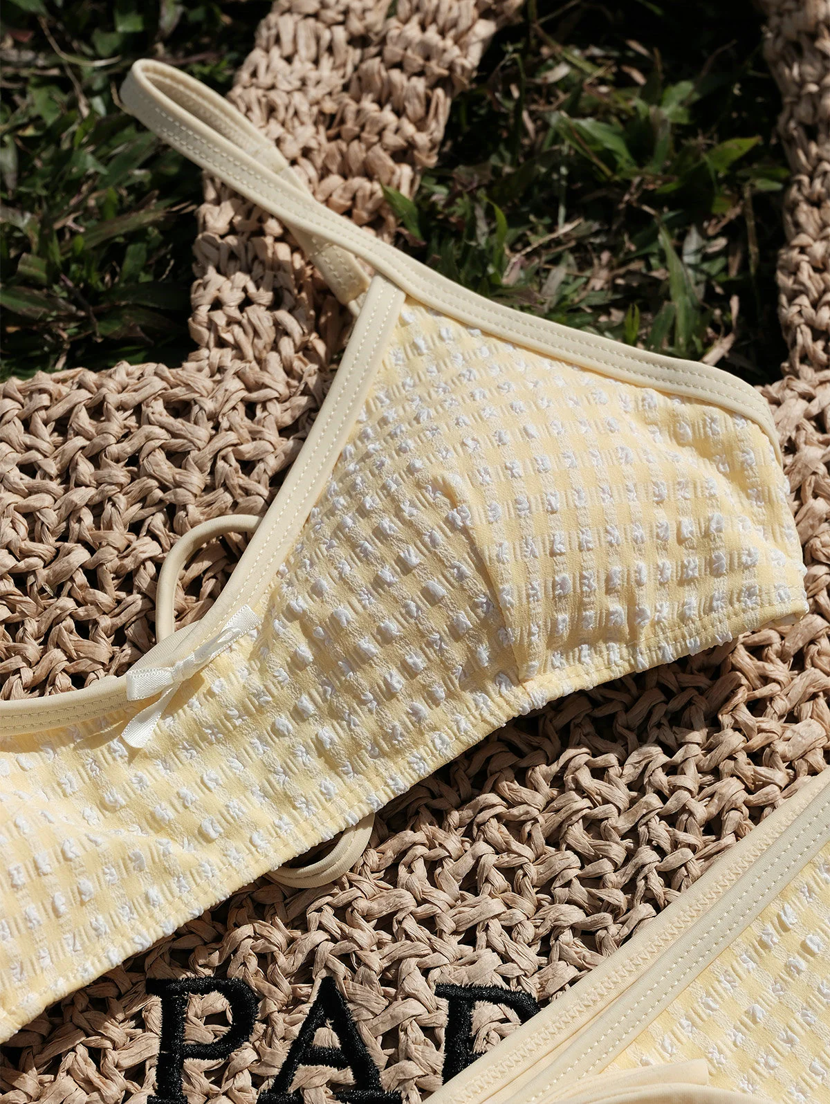 Seamolly Gingham Strukturierter Schleifen-Bralette-Boyshorts-Bikini-Set - Image 6