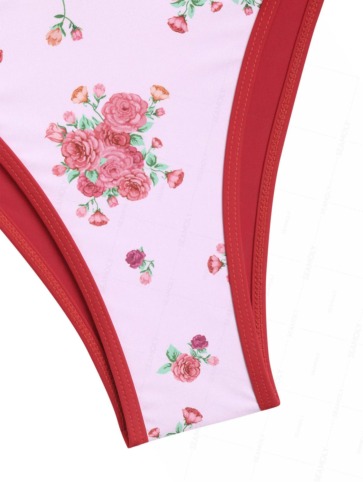 Seamolly Floral Print Beading Contrast Binding Triangle Bikini Set - Image 5