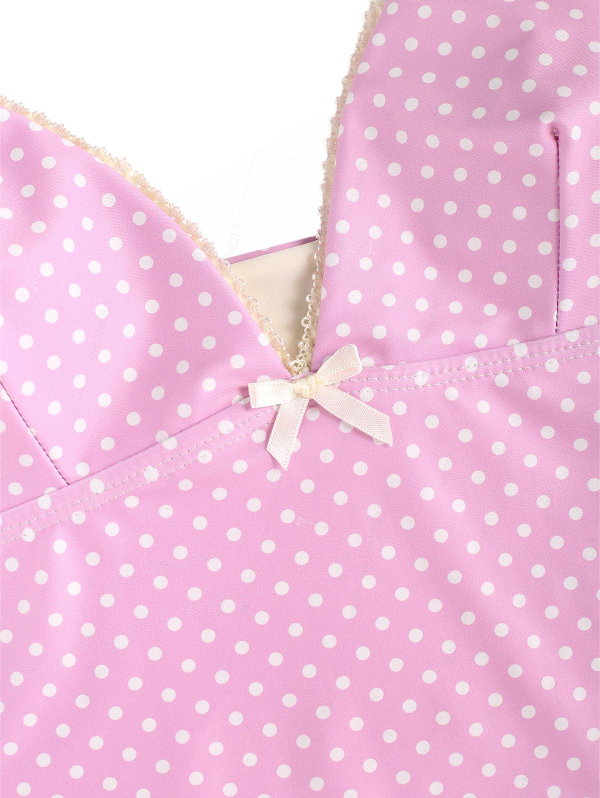 Seamolly 3 Piece Retro Pin-Up Vintage Polka Dot Lace Bowknot Skirtini Tankini Set - Image 15