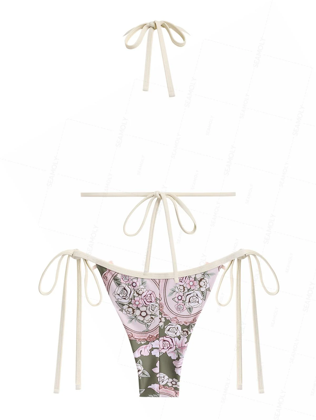Seamolly Retro Bikini-Set mit floralem Triangel-Top und frechem Brazilian-Höschen - Image 2