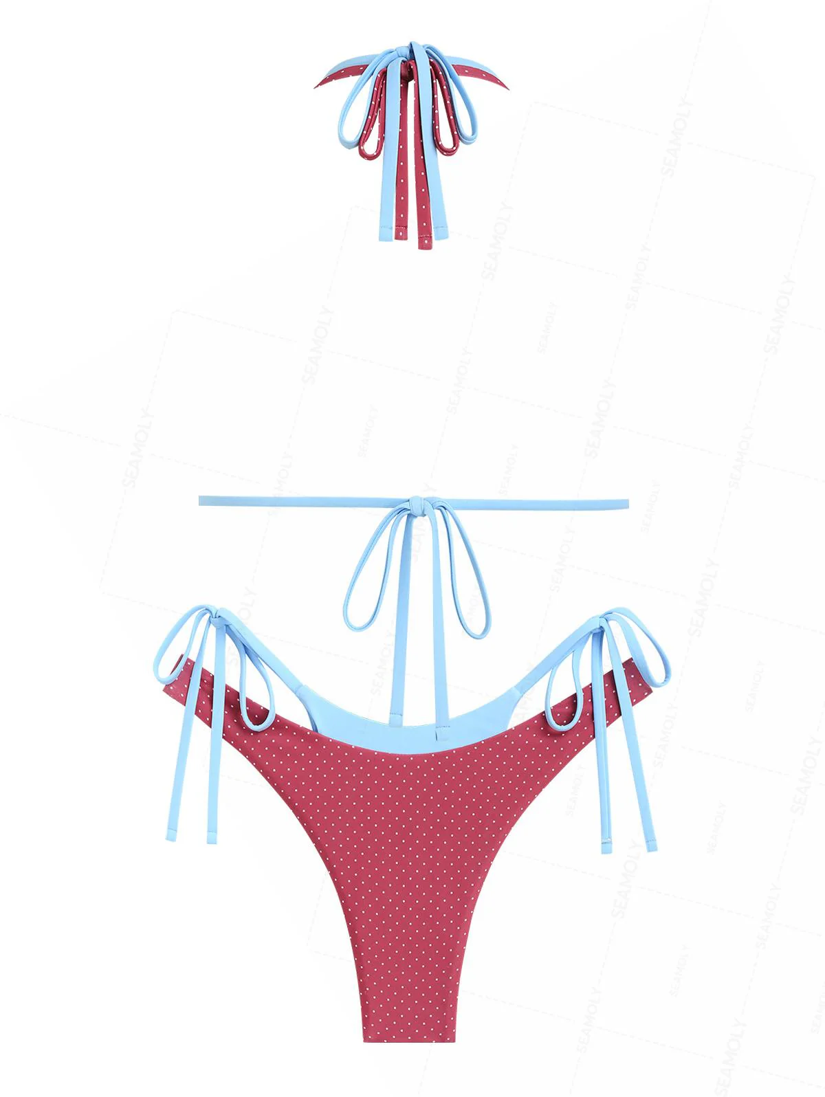 Seamolly Bikini-Set mit Polka-Dot-Print und kontrastfarbenem O-Ring, doppellagig - Image 2