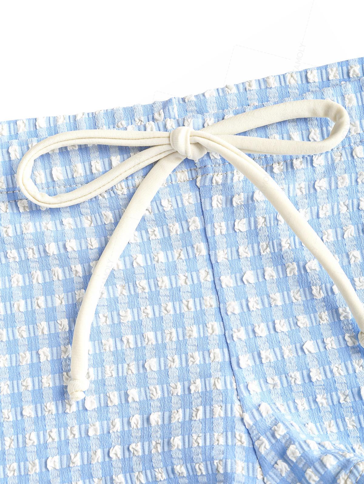 Seamolly Gingham Strukturiertes Triangel-Bikini-Set mit frechen Boyshorts - Image 5