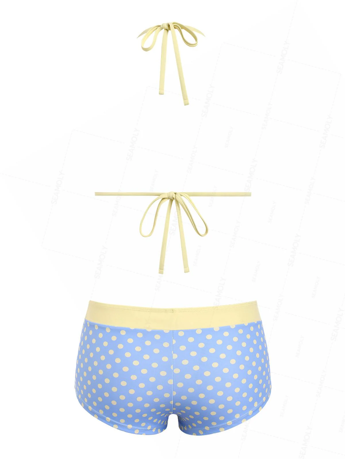 Seamolly Cheeky Boyshorts-Bikini-Set mit Polka-Dot-Print, Spitze und Schleife - Image 2