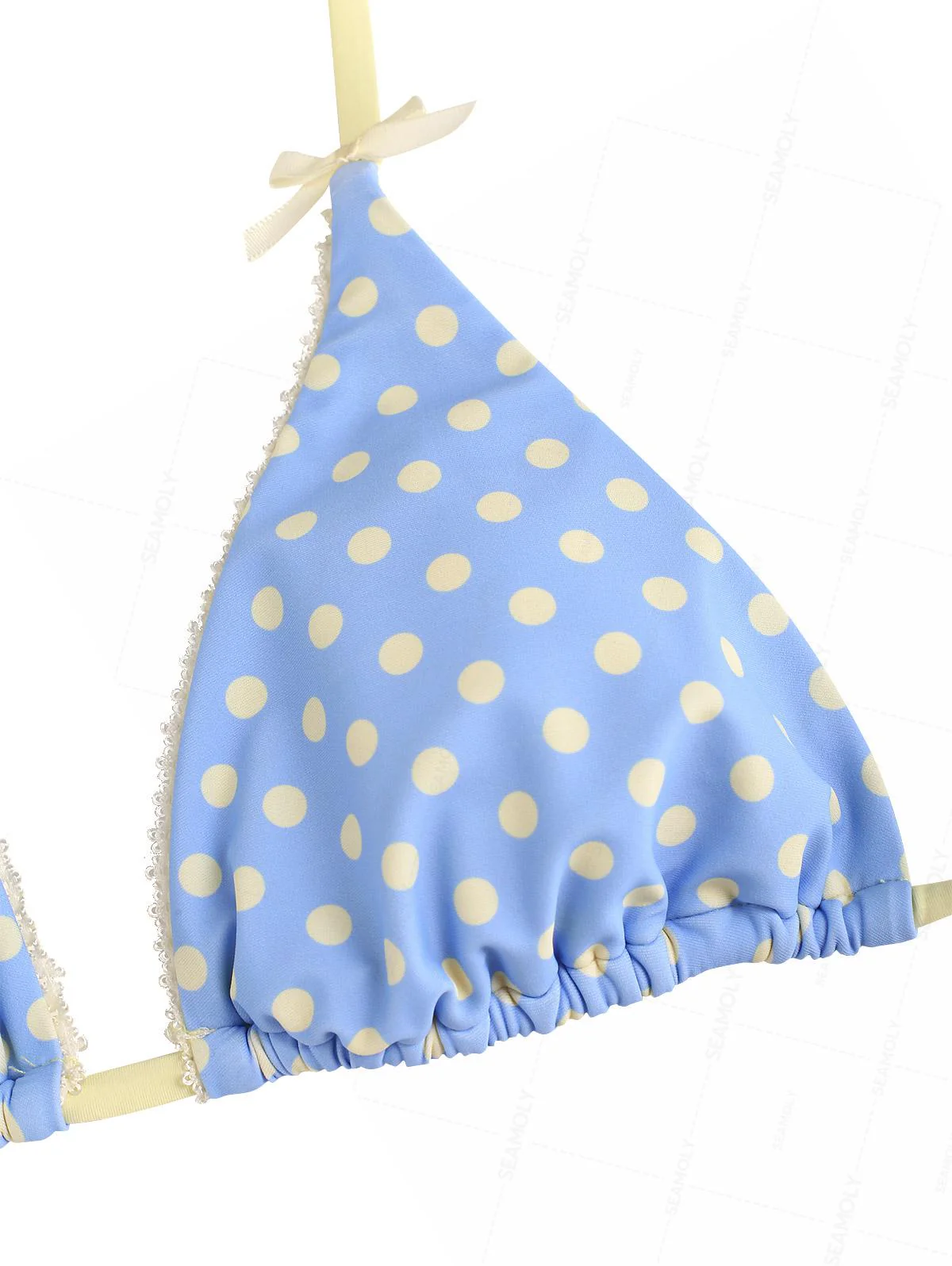 Seamolly Cheeky Boyshorts-Bikini-Set mit Polka-Dot-Print, Spitze und Schleife - Image 3