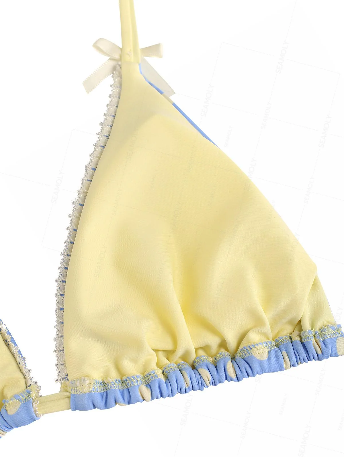 Seamolly Cheeky Boyshorts-Bikini-Set mit Polka-Dot-Print, Spitze und Schleife - Image 4