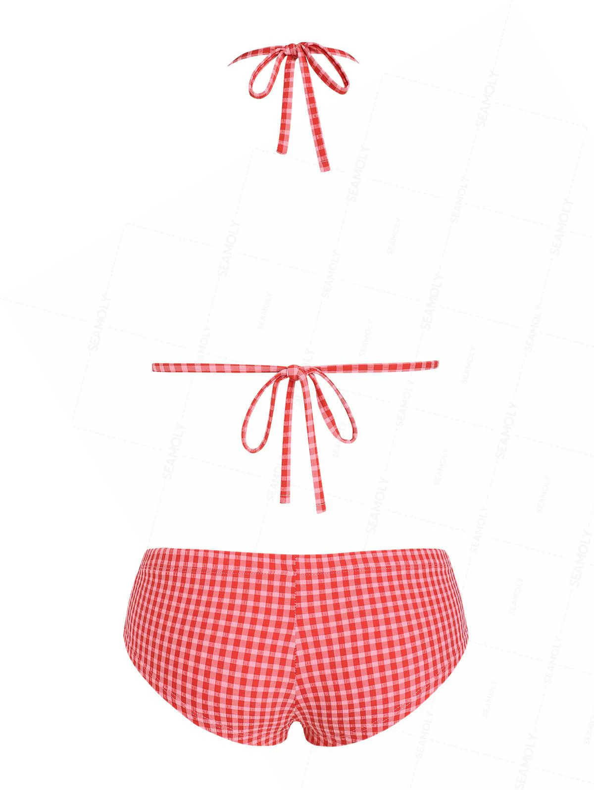 Seamolly Gingham Neckholder-Triangel-Bikini-Set mit Boyshorts - Image 14