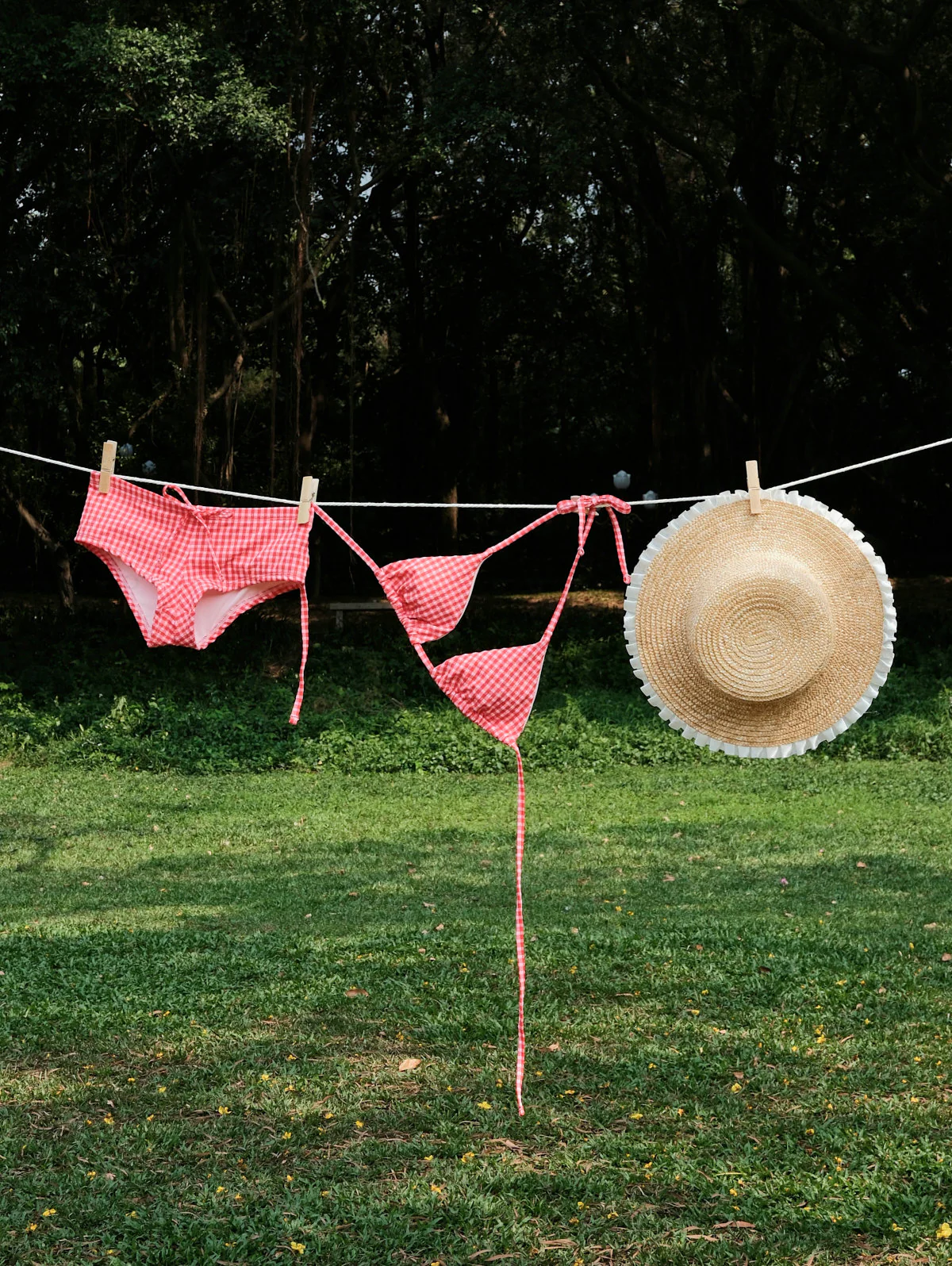 Seamolly Gingham Neckholder-Triangel-Bikini-Set mit Boyshorts - Image 3