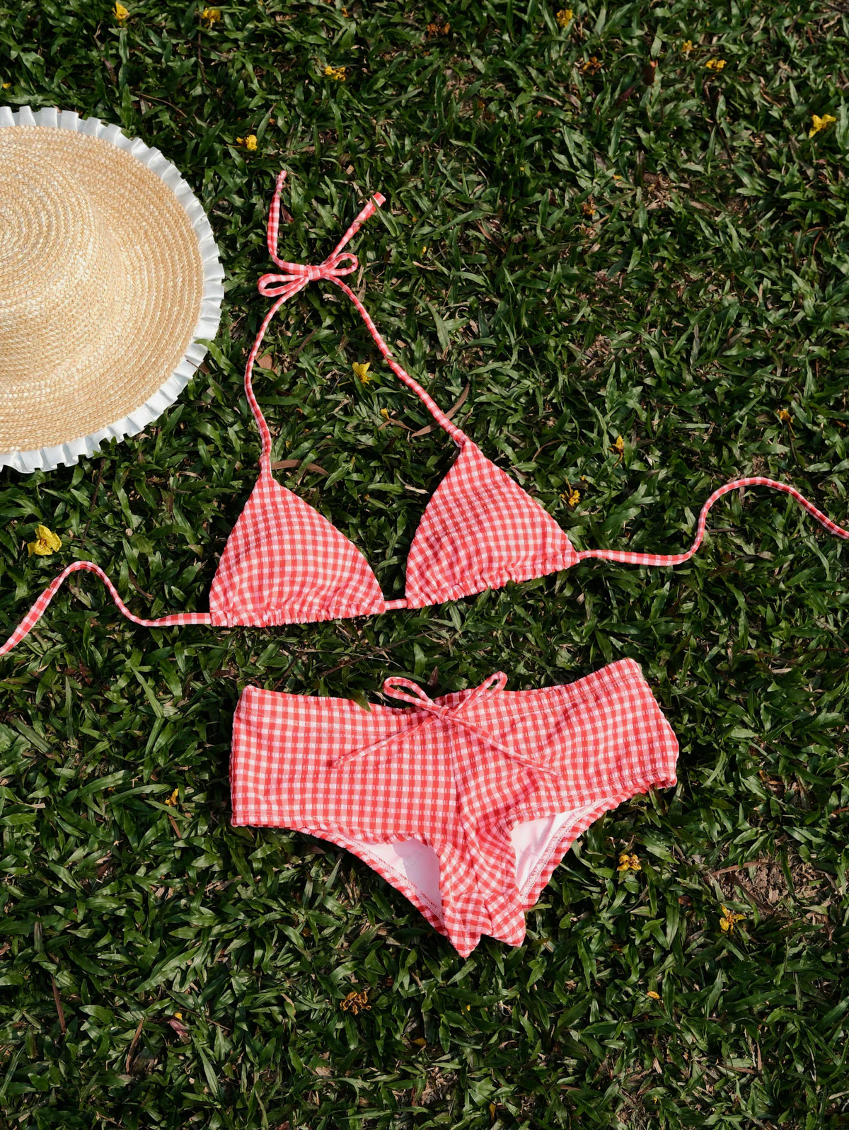 Seamolly Gingham Neckholder-Triangel-Bikini-Set mit Boyshorts - Image 6