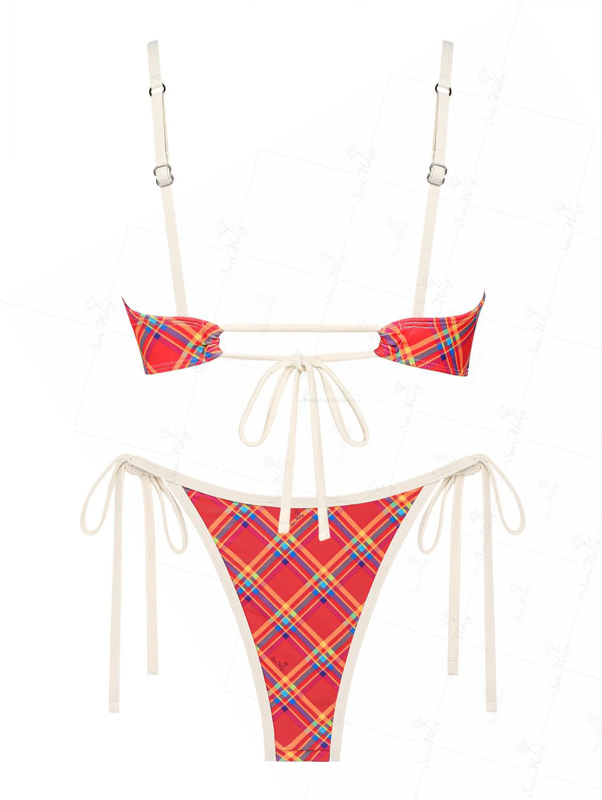 Seamolly Bikini-Set im Vintage-Stil mit Gingham-Muster, Rüschenbesatz, Schleifendekor und seitlicher Schnürung - Image 13