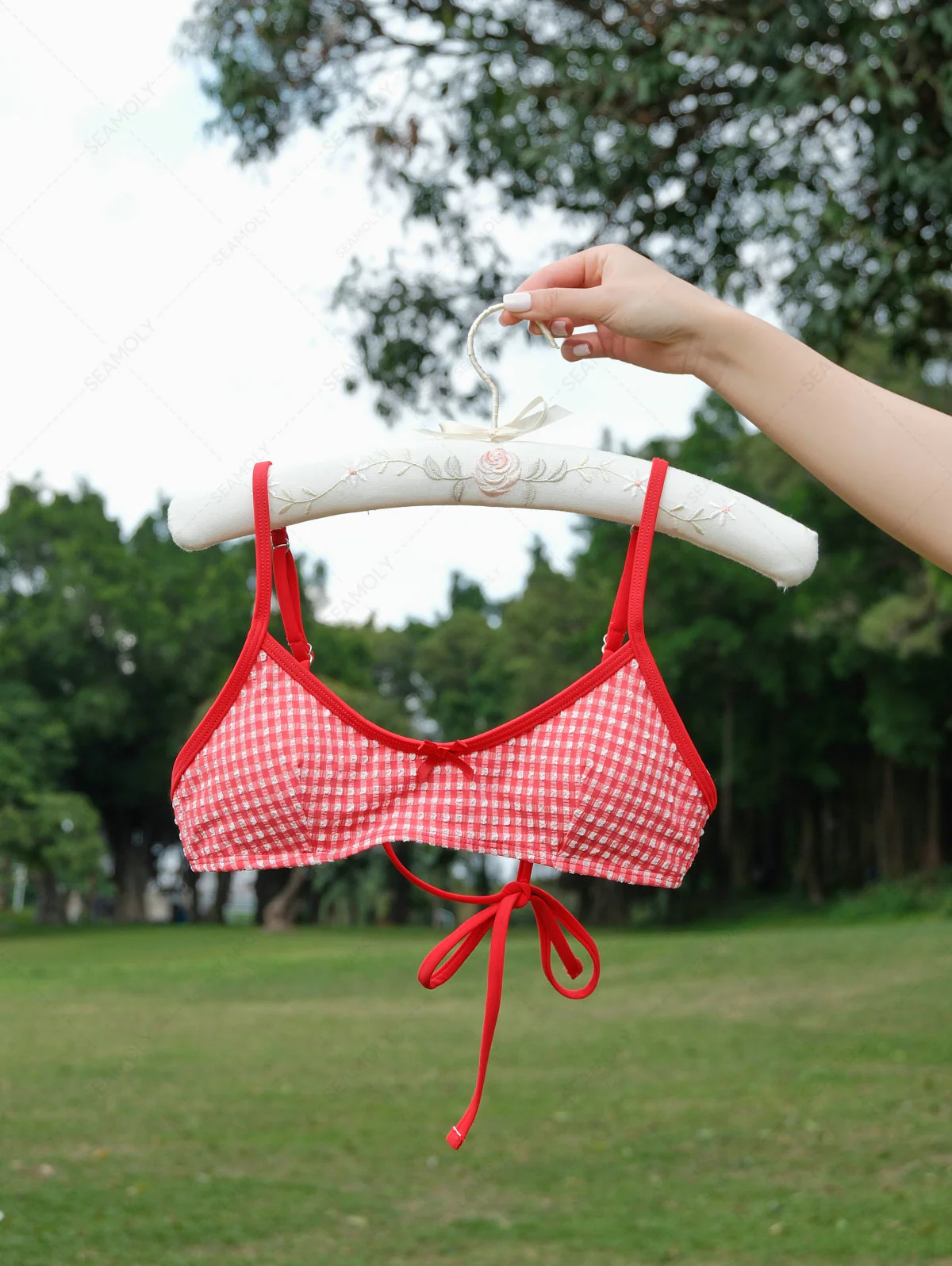 Seamolly Bikini-Set im Retro-Vintage-Stil der 1950er Jahre mit kariertem Muster, Schleife und Bralette-Shorts - Image 12