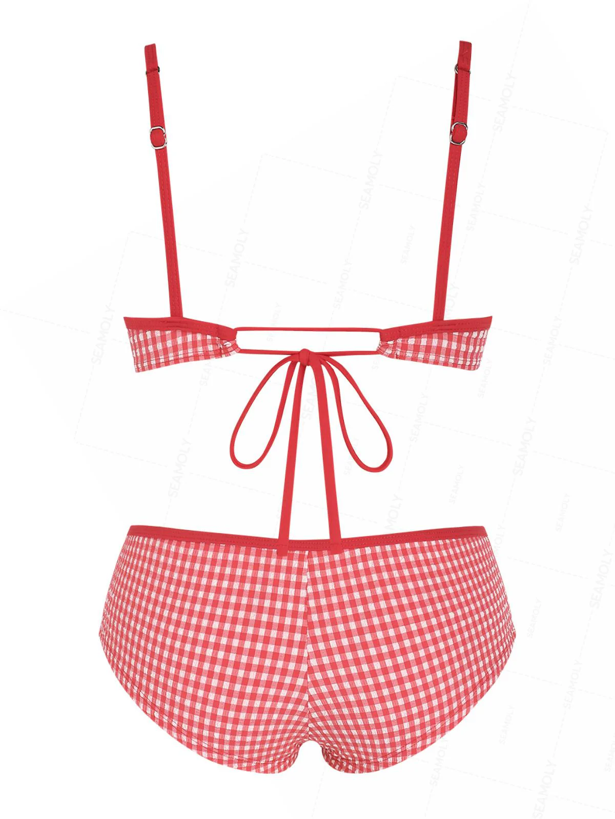 Seamolly Bikini-Set im Retro-Vintage-Stil der 1950er Jahre mit kariertem Muster, Schleife und Bralette-Shorts - Image 13