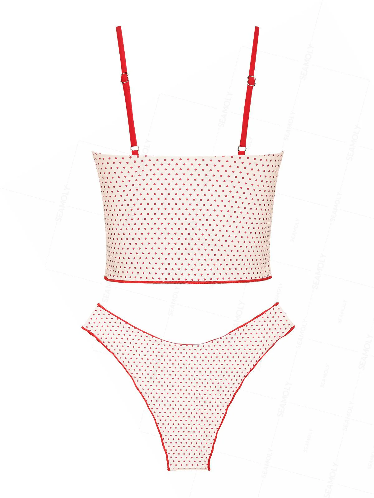Seamolly Tankini-Set mit gesmokten Rüschen und gepunktetem Muster, Schleife und Dekor - Image 2