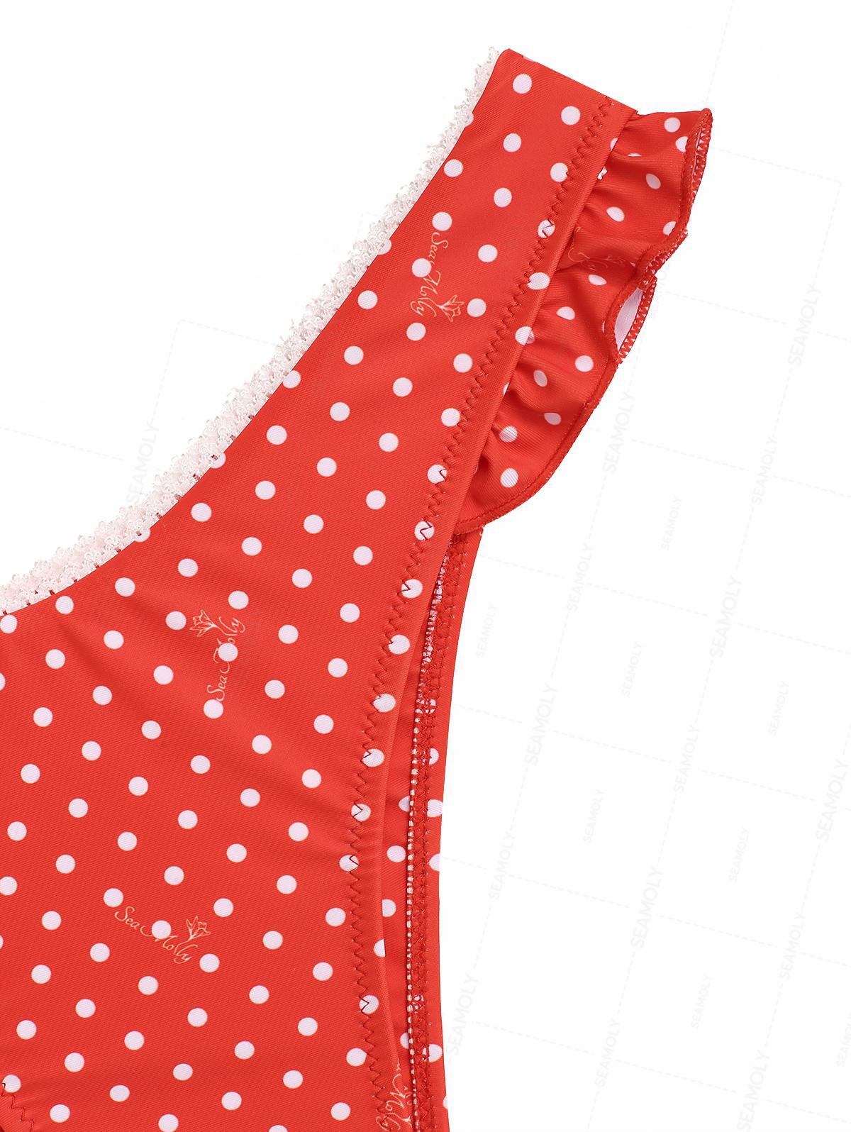 Seamolly Weihnachten Vintage Polka Dot Spitze Schleife Neckholder Triangel-Bikini-Set - Image 8