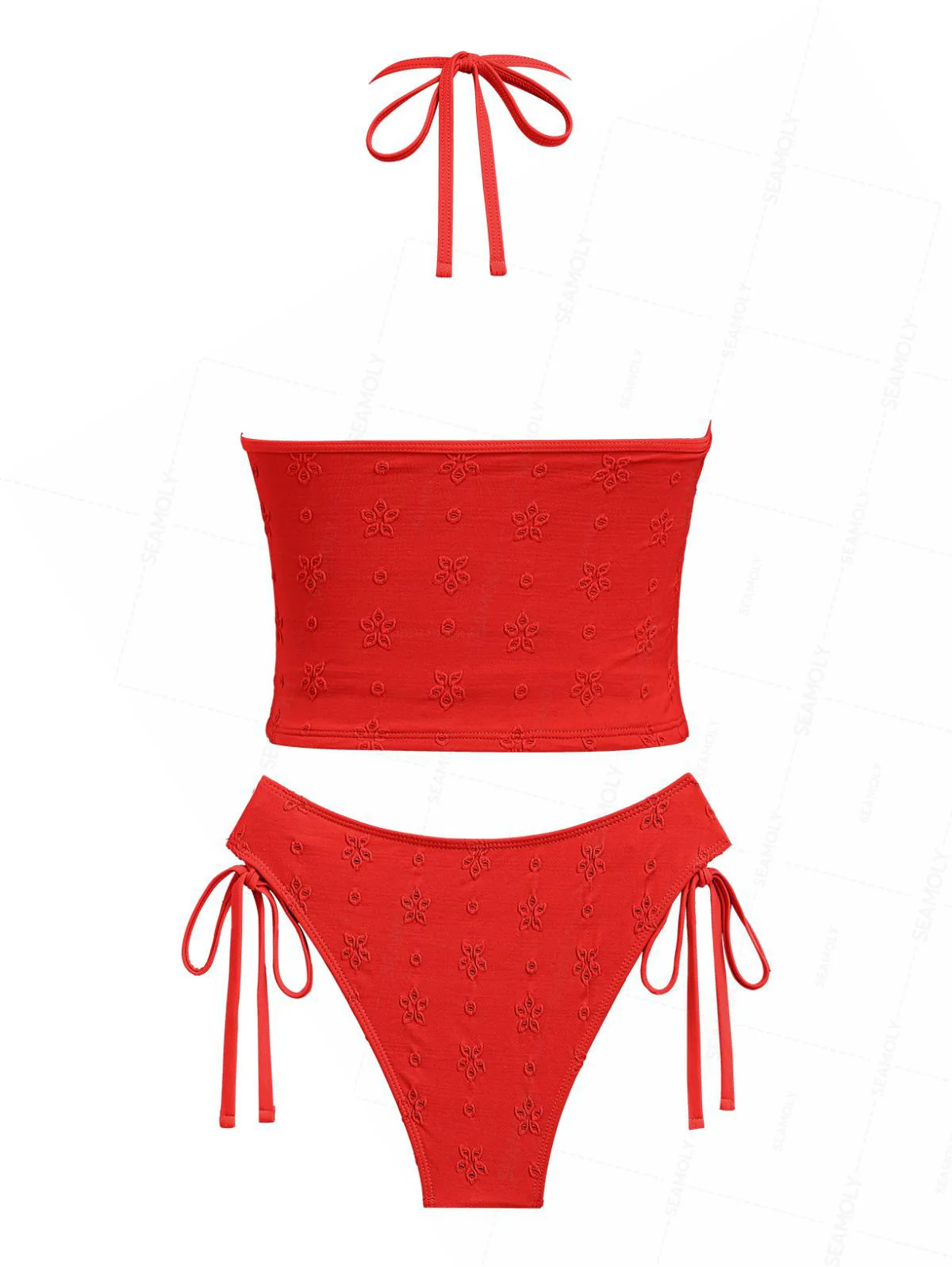 Seamolly – Tankini-Set aus recyceltem Stoff mit floralem Jacquard-Neckholder und seitlicher Schnürung - Image 6