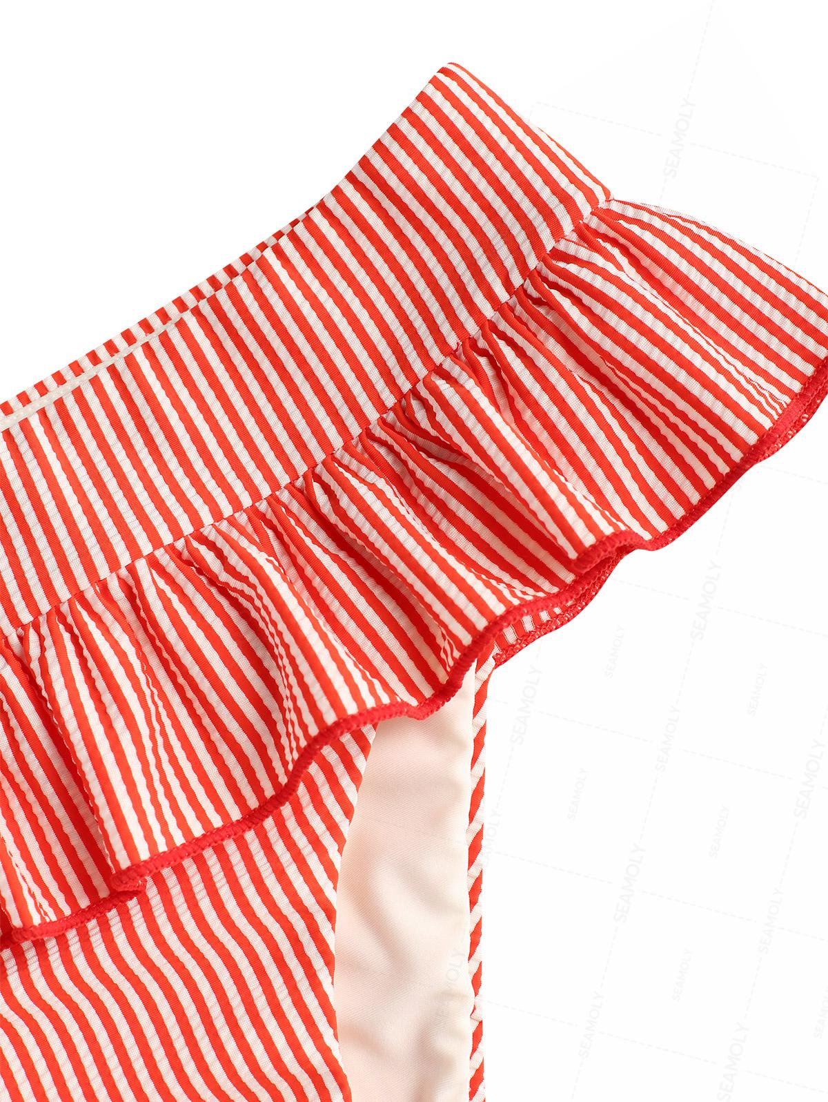 Seamolly – Rot gestreifte Bikinihose mit tiefem Schnitt und Schößchenrock - Image 3