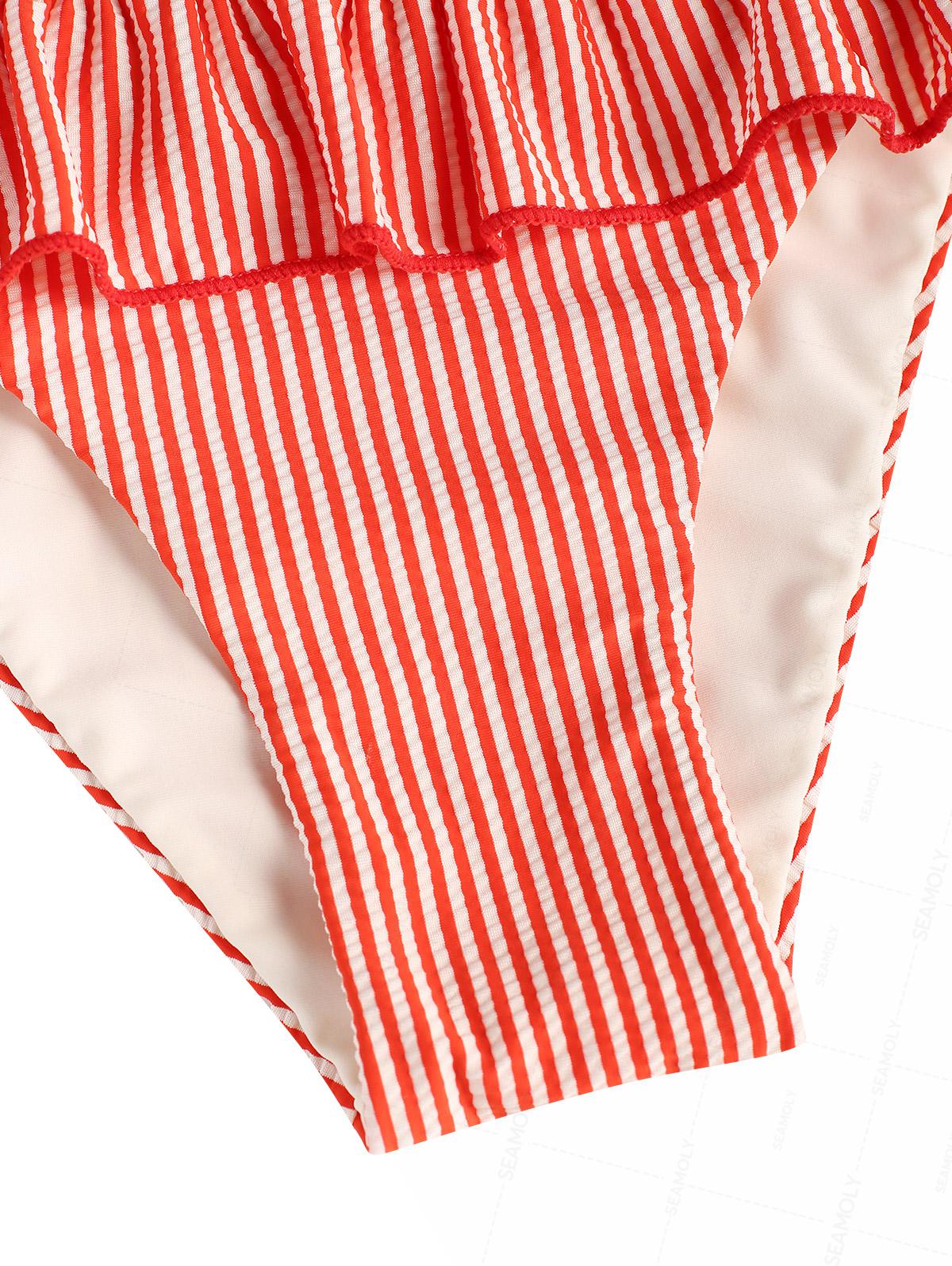 Seamolly – Rot gestreifte Bikinihose mit tiefem Schnitt und Schößchenrock - Image 4