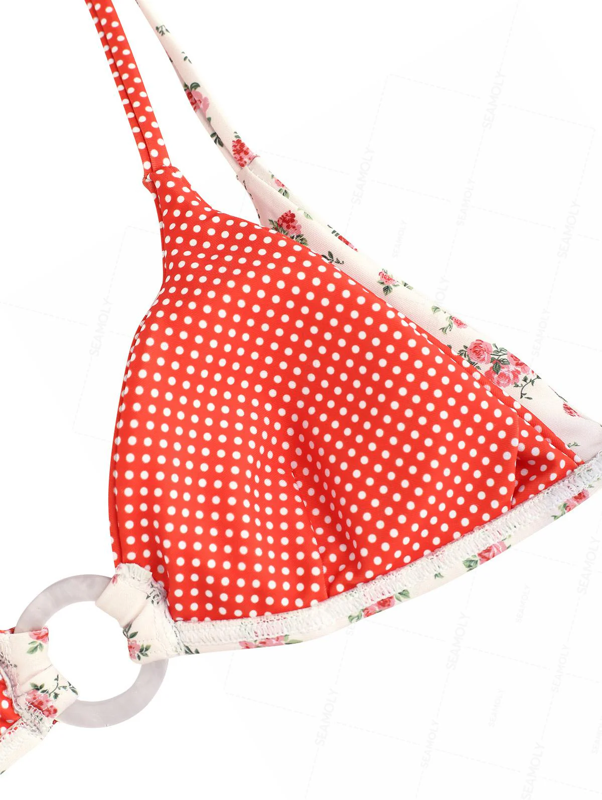 Seamolly Bikini-Set mit kleinem Blumen- und Polka-Dot-Print, O-Ring und doppelter Lage - Image 4