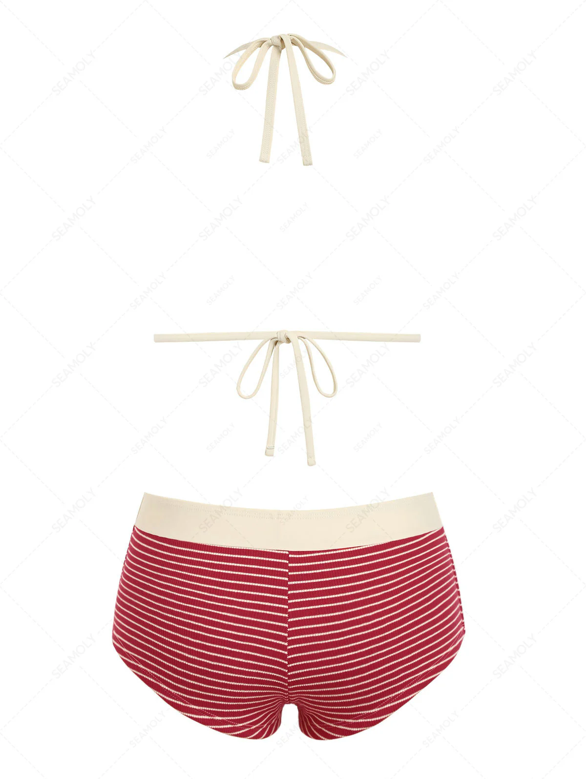 Seamolly Bikini-Set mit geripptem, gestreiftem und kontrastfarbenem Einfassband, frechen Boyshorts - Image 2