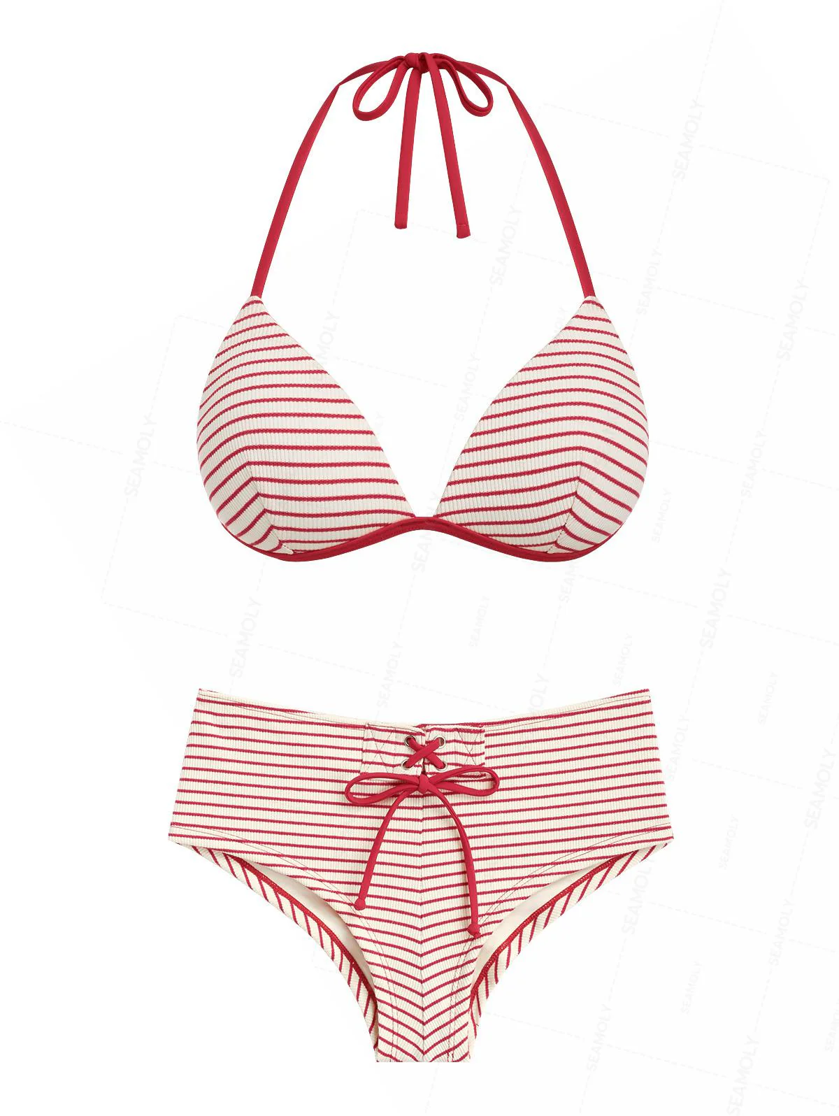 Seamolly Y2K Bikini-Set mit Streifen, Push-up-Top und frechen Boyshorts