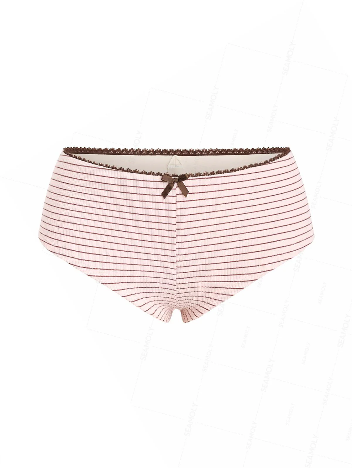 Seamolly Bikinihose mit Streifen und Schleife aus Spitze, freche Badeshorts