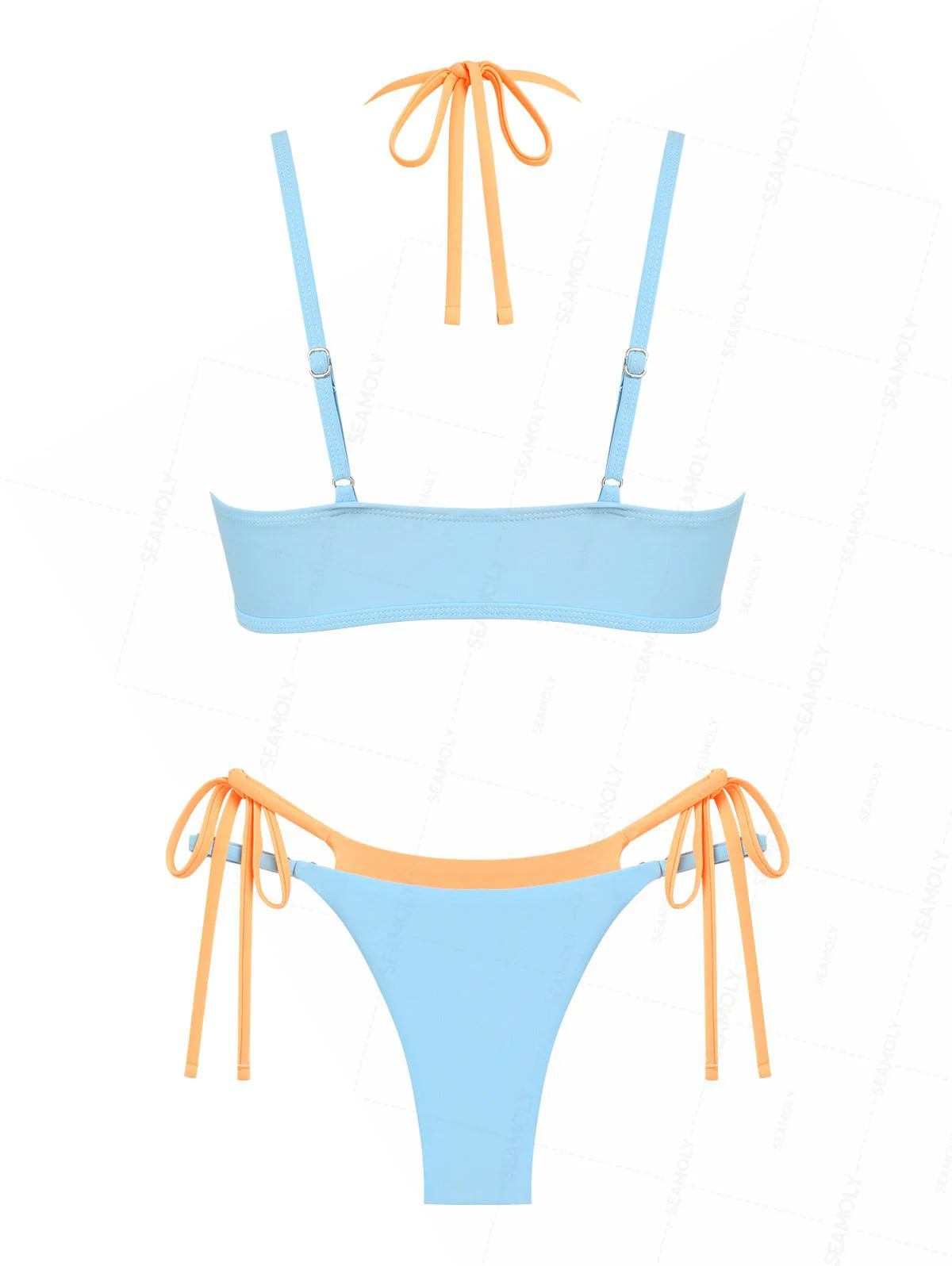 Seamolly Colorblock Zweifarbiger Bikini mit Bindebändern an der Seite, doppellagig - Image 2