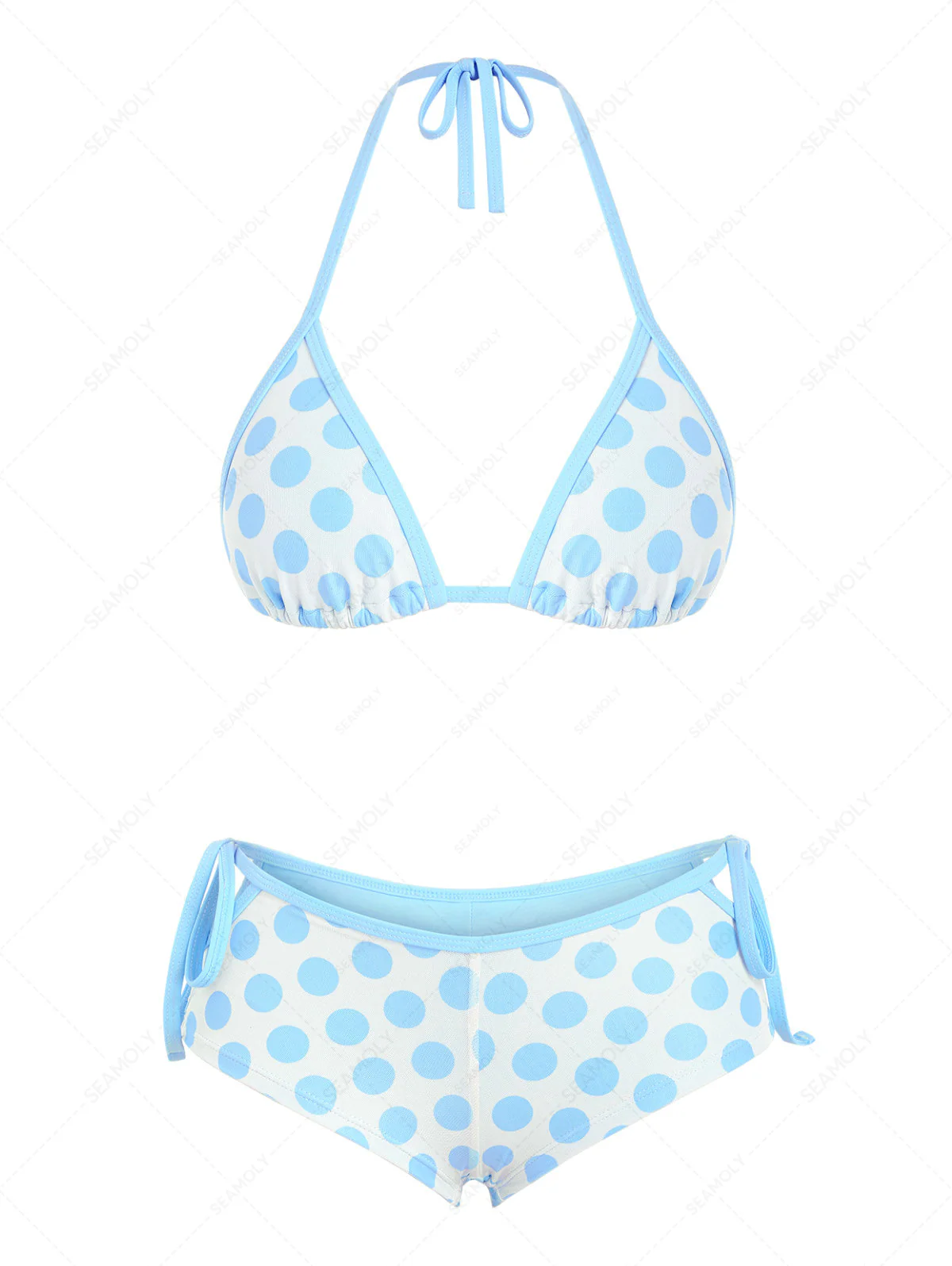 Seamolly Bikini-Set mit Polka-Dots, kontrastfarbenen Einfassungen, Cut-outs und frechen Boyshorts