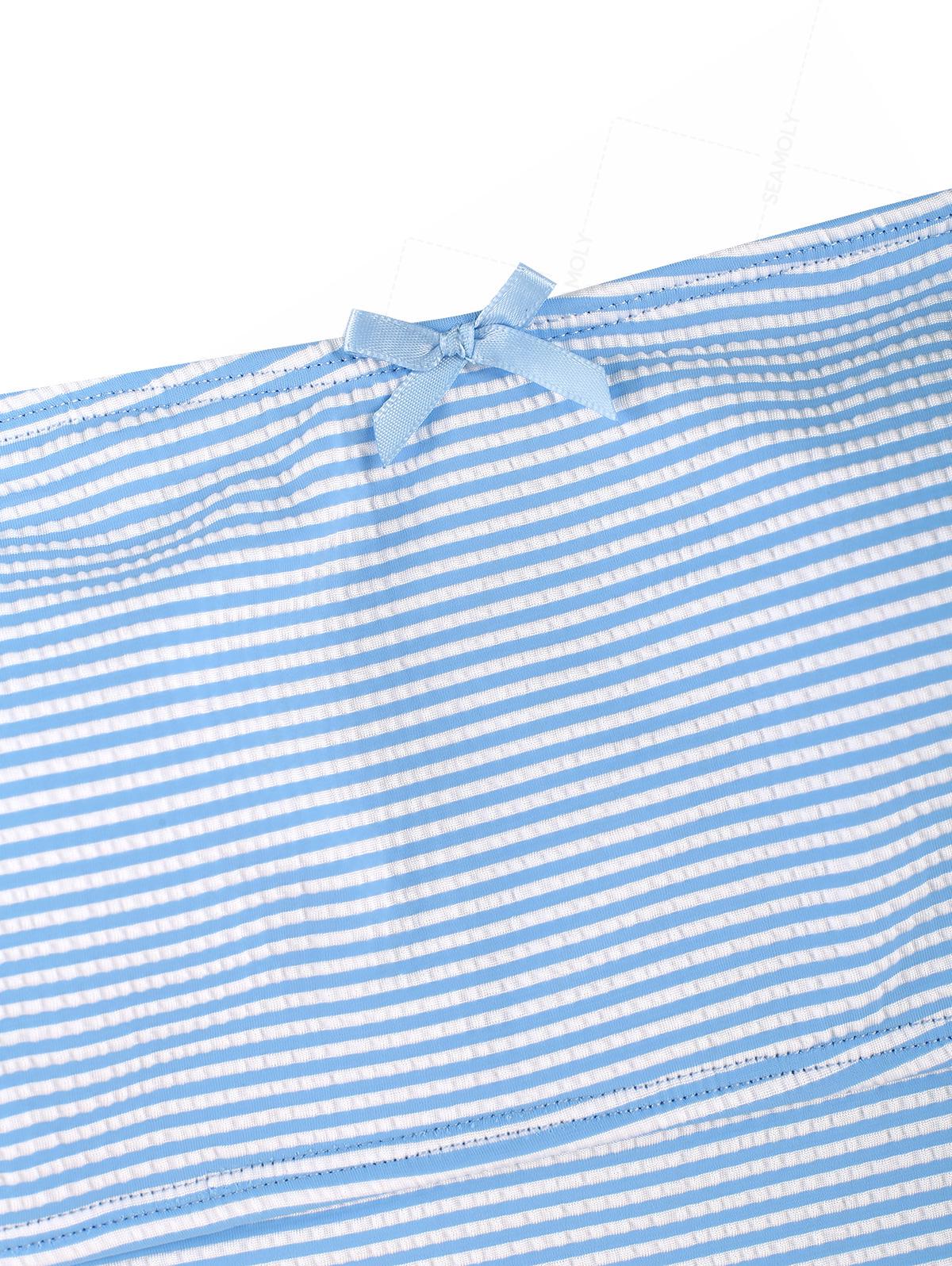 Seamolly Tankini-Set mit Streifen, asymmetrischem Saum, Schlitz, Schleife, Dekor und fester Bindung an der Seite - Image 3