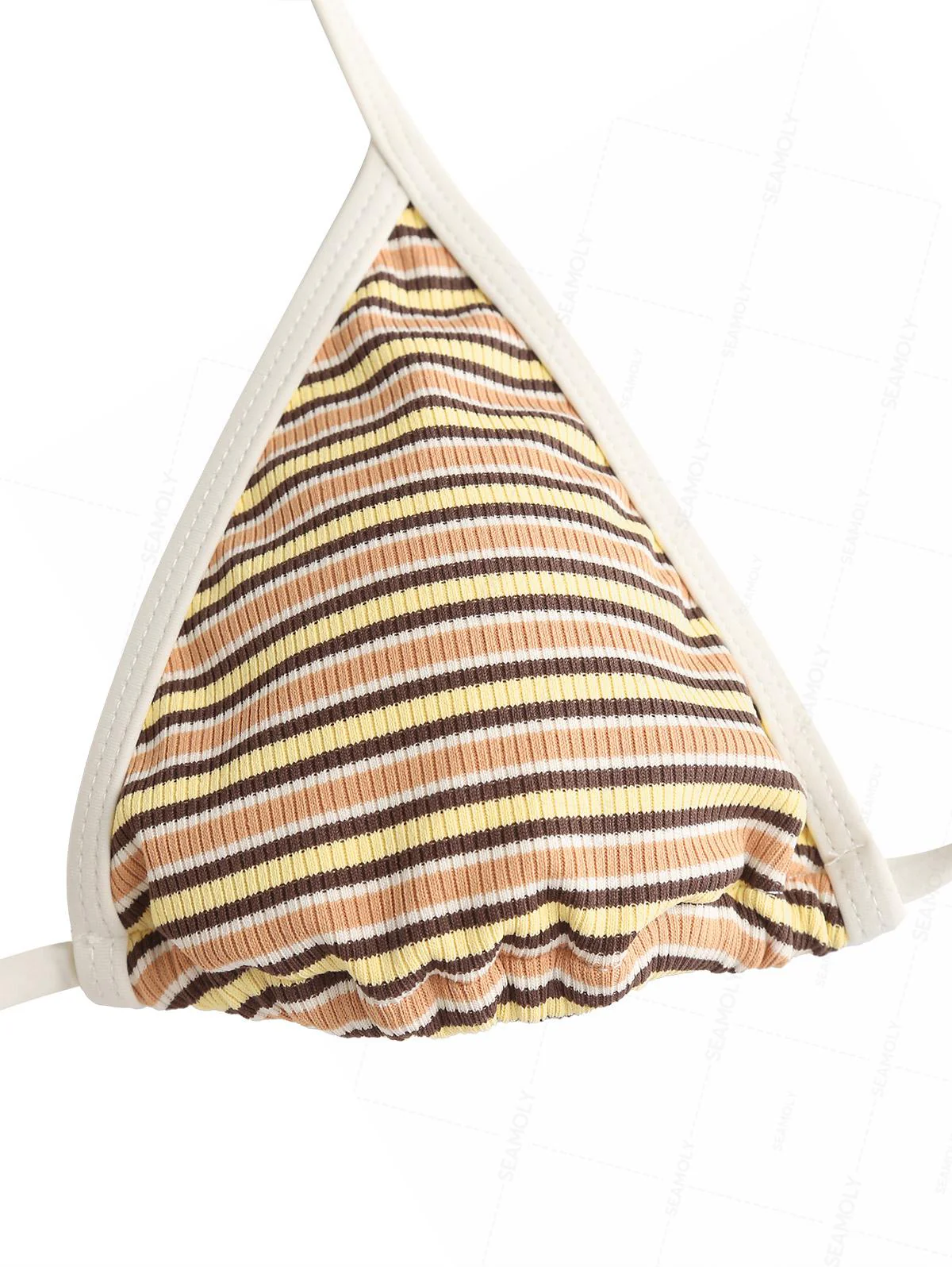 Seamolly Contrast Binding Striped Triangle Cheeky Boyshorts Bikini Set - Image 3