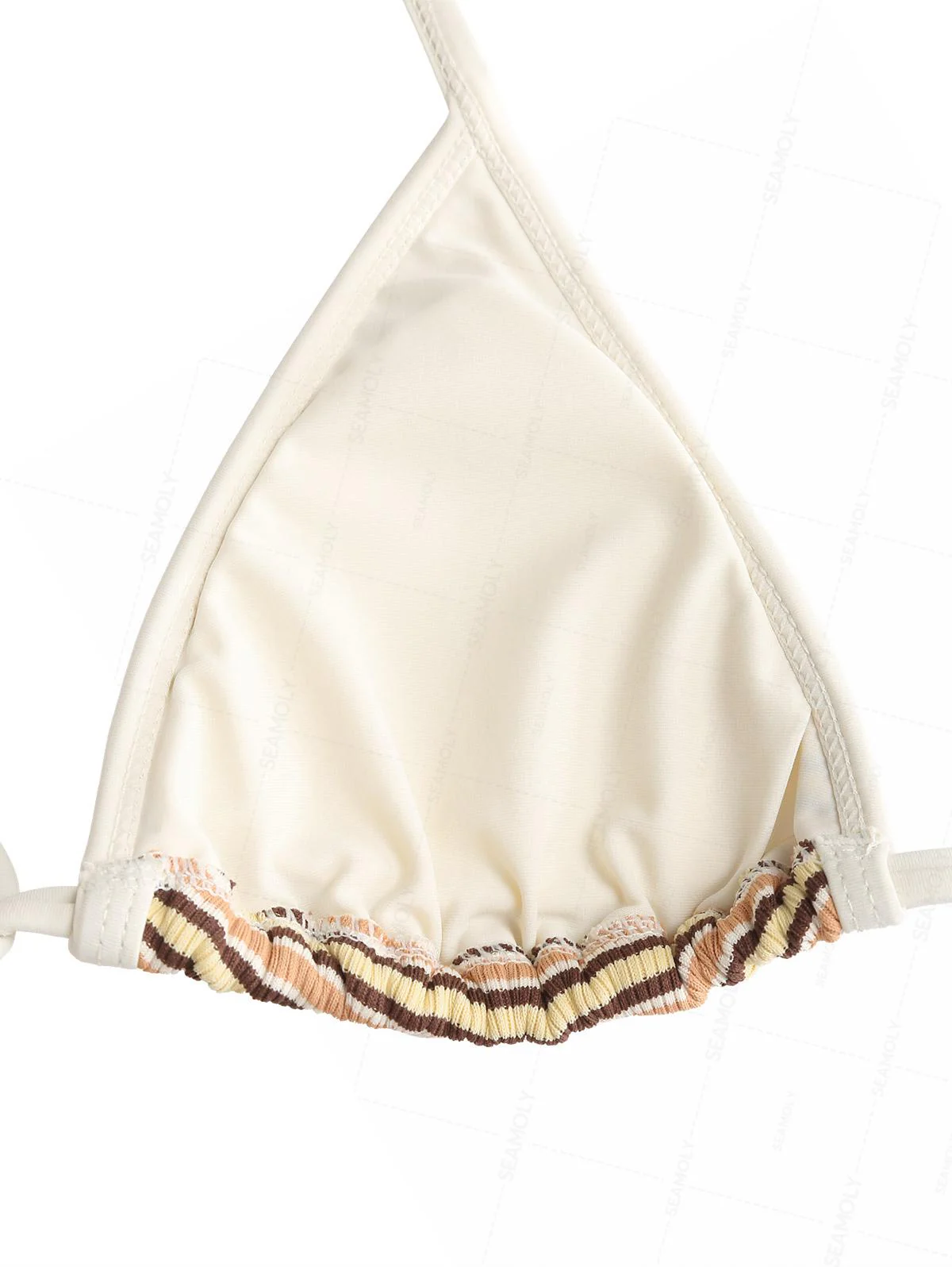 Seamolly Contrast Binding Striped Triangle Cheeky Boyshorts Bikini Set - Image 4