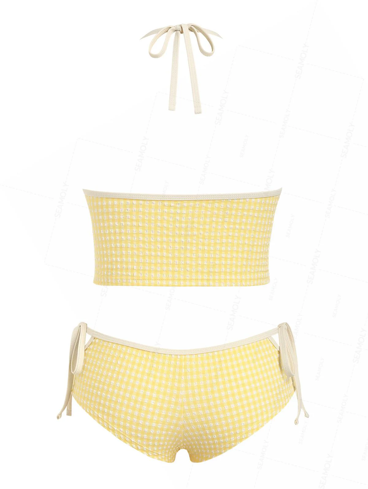 Seamolly Gingham Neckholder-Tankini-Set mit Cut-Outs, seitlichen Bindebändern und frechem Schnitt - Image 2