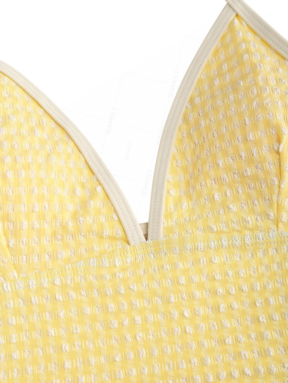 Seamolly Gingham Neckholder-Tankini-Set mit Cut-Outs, seitlichen Bindebändern und frechem Schnitt - Image 3