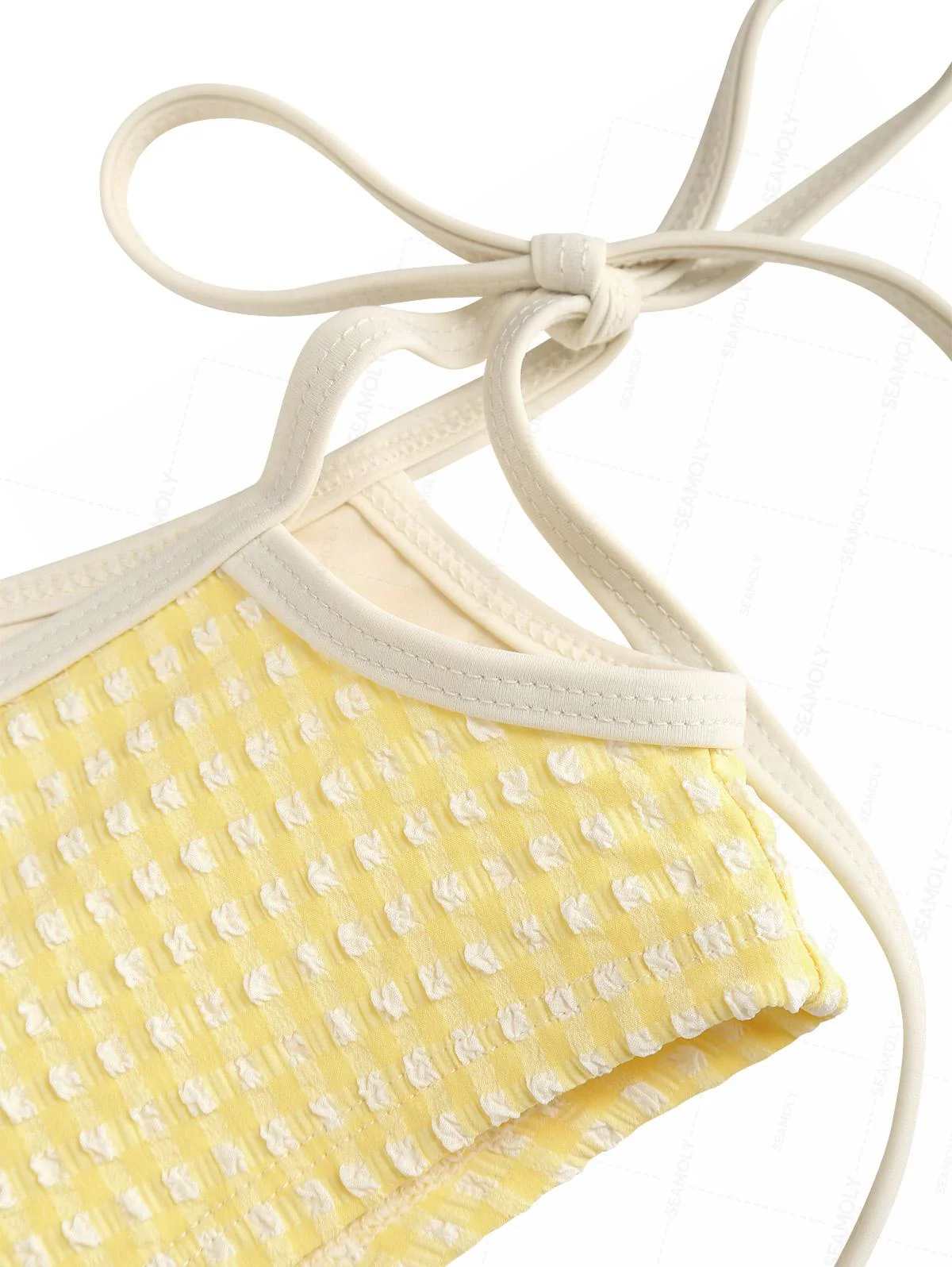Seamolly Gingham Neckholder-Tankini-Set mit Cut-Outs, seitlichen Bindebändern und frechem Schnitt - Image 5