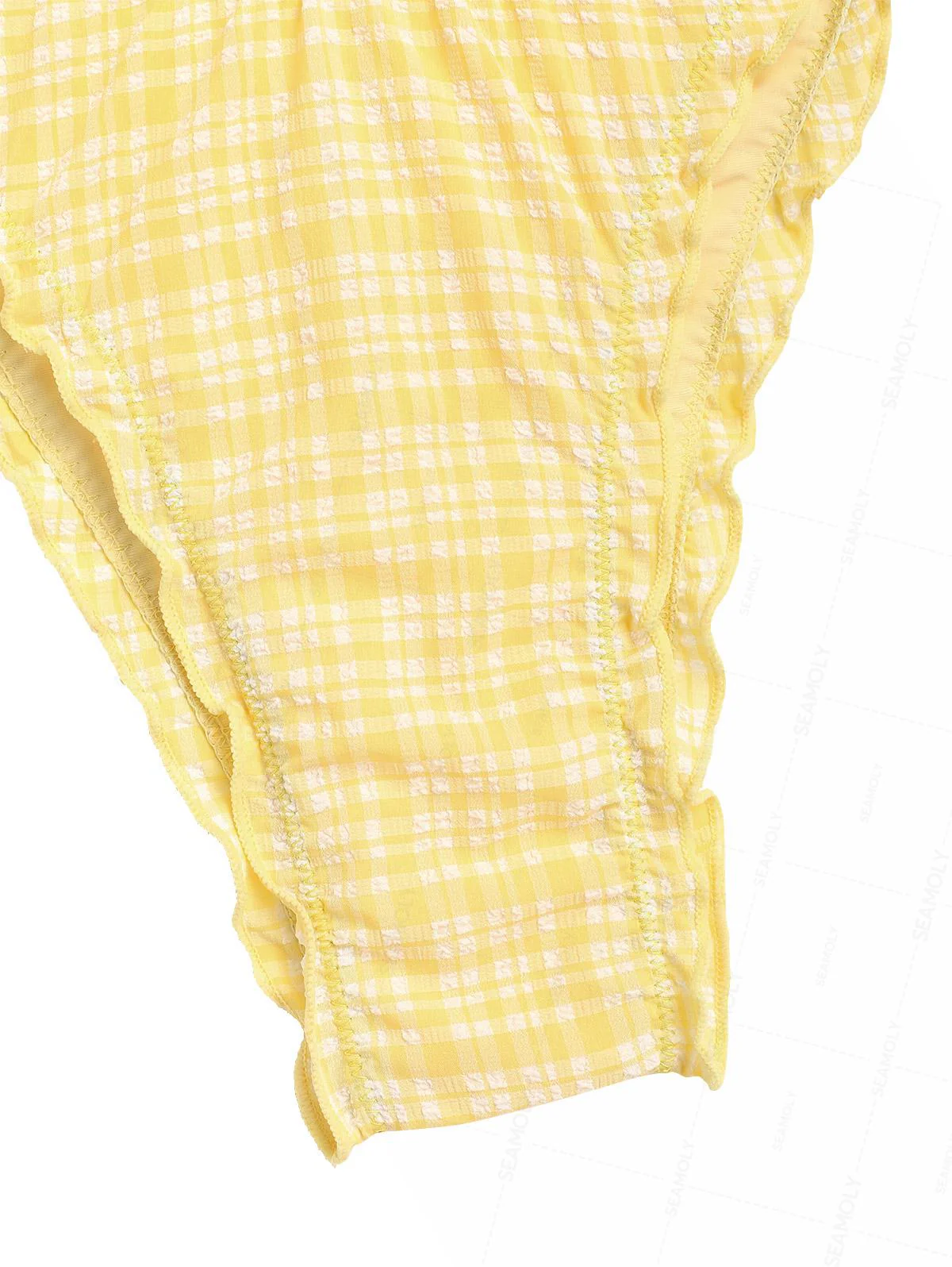 Seamolly – Tankini-Set mit tiefem Ausschnitt, kariert, strukturiert, gesmokt und Rüschen - Image 7