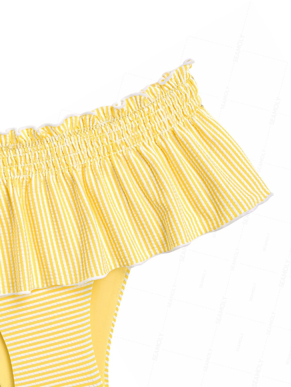 Seamolly Bikini-Set mit Streifen, kontrastfarbener Einfassung und gerafftem Schößchen - Image 5
