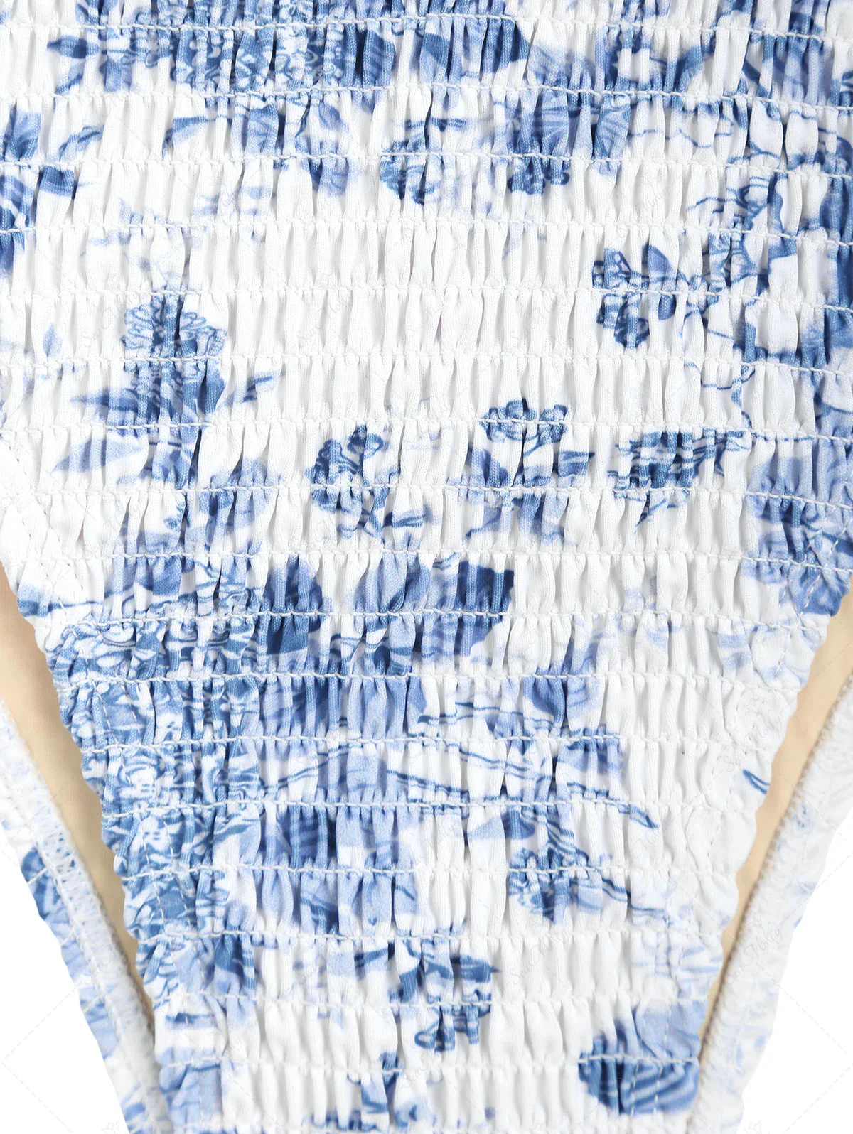 Seamolly – Cheeky-Bikini-Set mit gerüschtem Tanktop und Blumenmuster in Vintage-Blau - Image 9