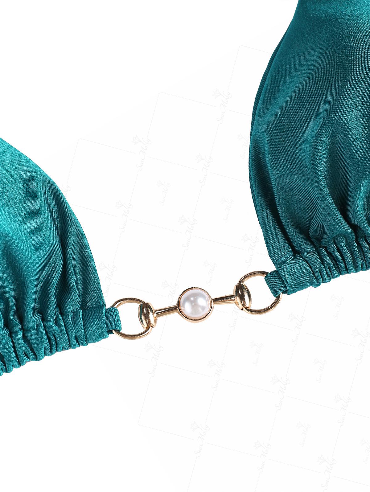 Seamolly Bikini-Set mit Neckholder-Triangel-Oberteil und frechem brasilianischem Höschen, verziert mit Kunstperlen. - Image 9