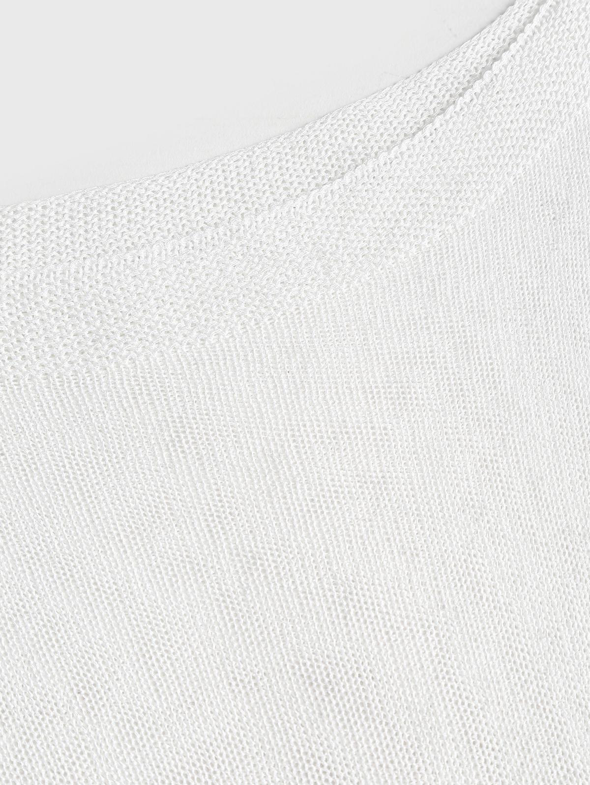 Einfarbiges, seitlich geschlitztes, langärmliges Pullover-Strandoberteil - Image 4