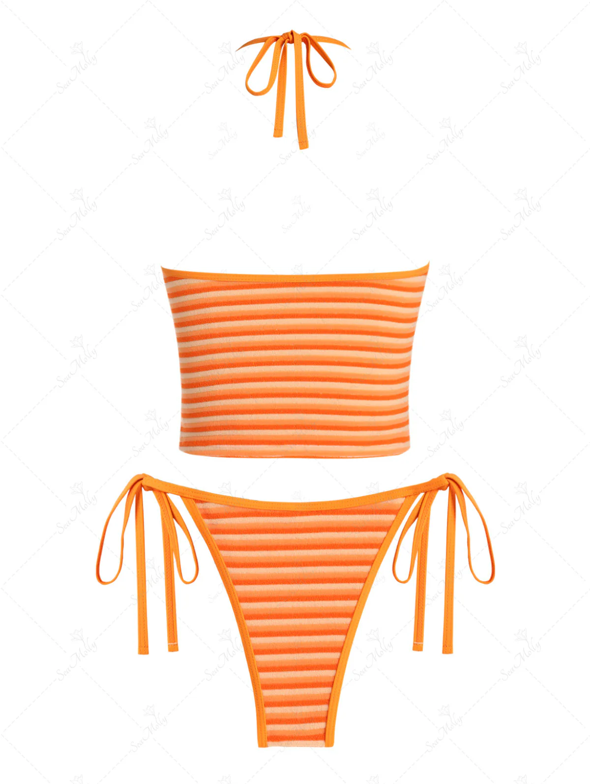 Seamolly Gestreiftes Neckholder-Tankini-Set mit seitlicher Bindung - Image 3