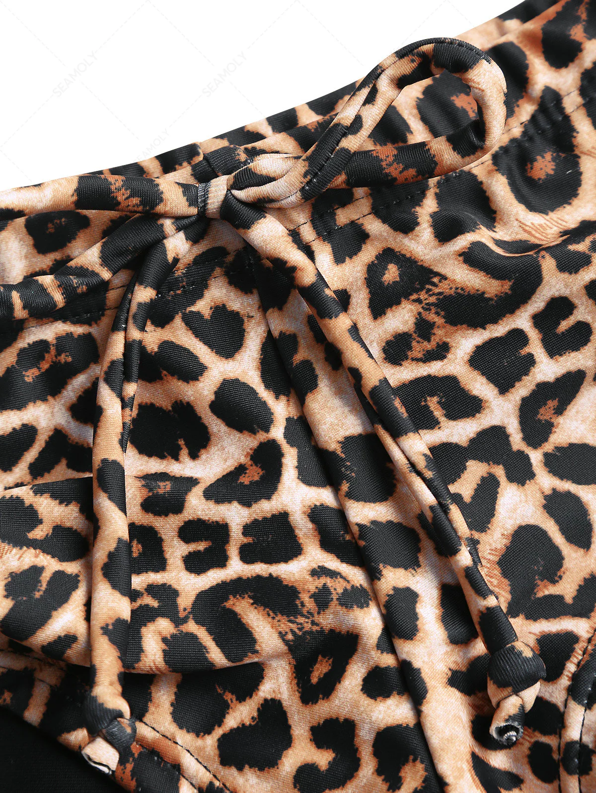 Vintage Leoparden-Bikinihose mit Schleife und niedrigem Bund, freche Badeshorts - Image 3