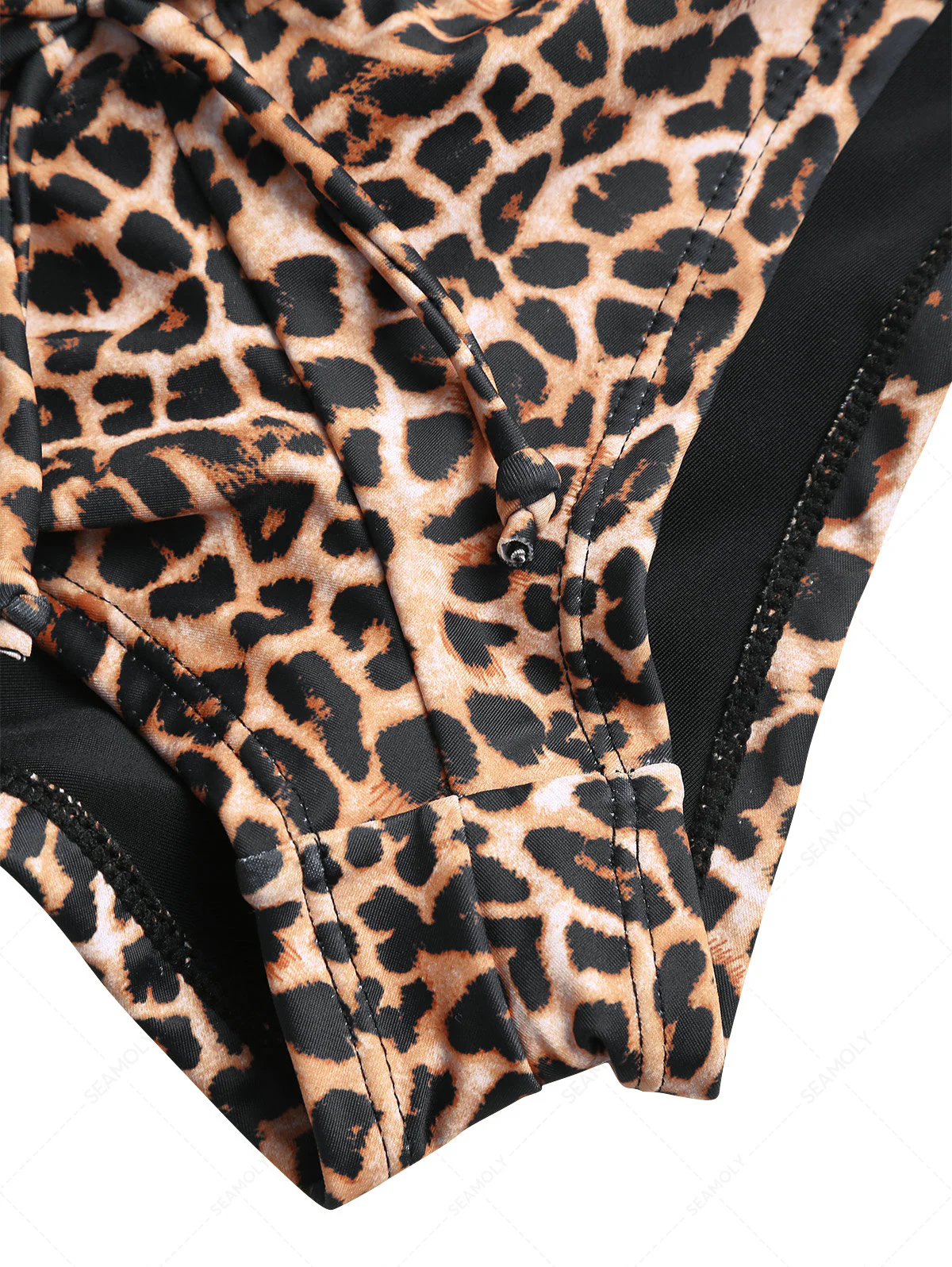 Vintage Leoparden-Bikinihose mit Schleife und niedrigem Bund, freche Badeshorts - Image 4