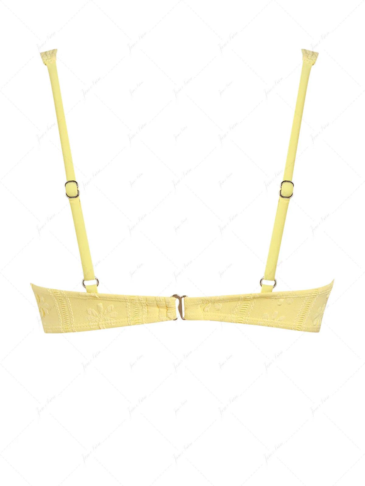 Gelbes Bügel-Bikinioberteil aus strukturierter Spitze mit Schleife aus Jacquard - Image 6
