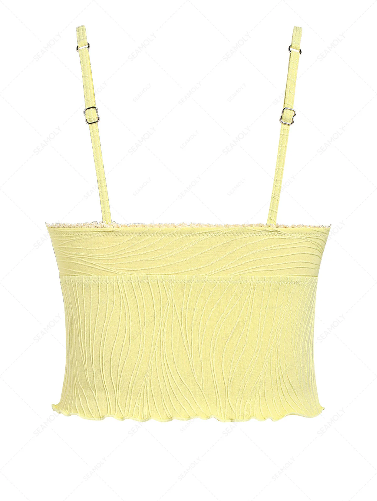Gelbes Bikini-Tankini-Oberteil mit strukturierter Spitze und Schleife - Image 2